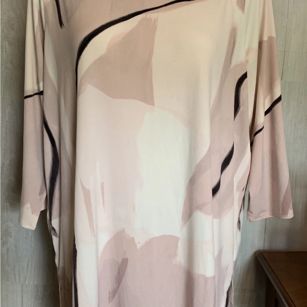 Alfani Elements Abstract Pink and Black Tunic Petite Top